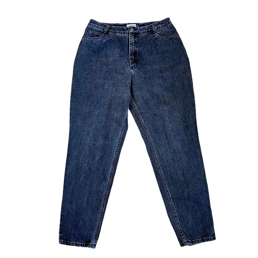 Retro 90s Size 14 Faded Black Mom‎ Jeans Straight Leg Tapered Inseam 31
